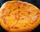 A picture of step 15 of Sarso ka saag with makki roti.