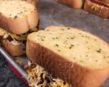 A picture of step 3 of BBQ brisket grilled pimento cheese sandwich.
