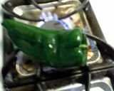 A picture of step 2 of Chilles Rellenos.