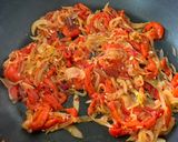 A picture of step 2 of Bell Pepper Pasta with Ground Pork.