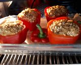 Foto del paso 6 de la receta Pimientos rellenos de carne picada y arroz (horno)