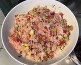 Une image de l'étape 17 de Salade de riz aux légumes,olives et pancetta grillée.