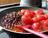 A picture of step 6 of Black bean and bacon spaghetti.
