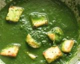 A picture of step 13 of Palak Paneer (cottage cheese cubes in spinach).