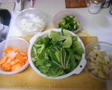A picture of step 1 of Spring Happosai (Eight Treasure Stir-Fry) with Bamboo Shoot and Spring Cabbage.