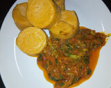 A picture of step 1 of Moin moin with palm oil sauce.