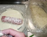 A picture of step 4 of Rolled Chikuwa Fish Stick and Pork Cutlets with Plum, Shiso, and Cheese.