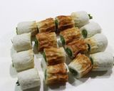 A picture of step 2 of Green Beans in Chikuwa Fish Sticks with Soy Sauce and Mayo.