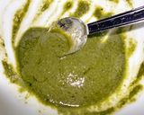 A picture of step 1 of Pesto Genovese Sashimi Cocktail Salad.