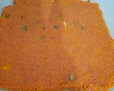 A picture of step 4 of Gajar ka halwa sushi roll with rabri cream cheese filling.