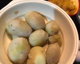 A picture of step 1 of Aloo (Potato) Bharta: 4 different types of 'Mashed Potatoes' with 'Desi Twists'.