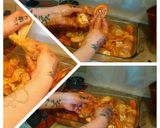 A picture of step 3 of Baja stuffed/marinaded chicken legs.