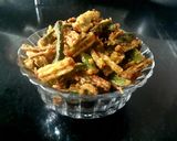 A picture of step 6 of Kurkuri bhindi.