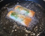 A picture of step 5 of Spring Rolls Made with Chicken Tenderloins, Umeboshi (Pickled Plum) and Shiso Leaves.