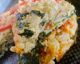 Foto del paso 6 de la receta: TORTILLA DE ESPINACA Y FIDEOS RELLENA CON QUESO 🥘🧀🥘🧀