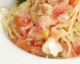 A picture of step 8 of Tomato and Camembert Cheese Pasta.