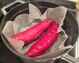A picture of step 1 of Baked Sweet Potatoes in a Staub Cast Iron Pan.
