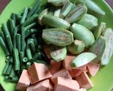 Foto langkah ke 1 dari resep Sayur Santan Ubi kuning Udang.