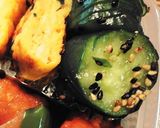 A picture of step 6 of Bitter Melon Champuruu with Atsuage.