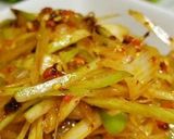 A picture of step 5 of Leek Namul for Samgyeopsal or other Korean Dishes.