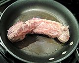 A picture of step 3 of Sesame / Peanut Crusted Pork Tenderloin with Wasabi Cream Sauce.
