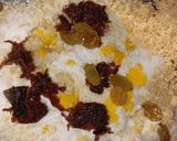 A picture of step 7 of Kaju ki burfi (cherries 🍒 and rose flavour) and laddoo (pan flavour).