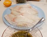 Foto del paso 1 de la receta: Tintorera a la plancha con Piquillos y Pesto