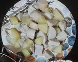 A picture of step 1 of Elephant Yam (Suran) cooked with Shrimps.