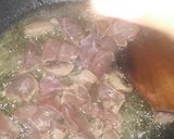 A picture of step 2 of Kibda (Egyptian liver sauce) and French fries.