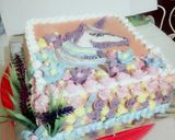 Foto langkah ke 9 dari resep Tart unicron Base cake rainbow.