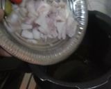 A picture of step 2 of Egg Biriyani, cauliflor chilli,potato fried with Badam Drink.