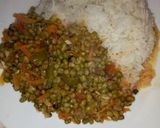 A picture of step 6 of Coconut rice with ndengu stew.