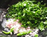 A picture of step 2 of Koral leaves bhaji.