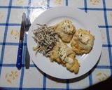 Foto del paso 5 de la receta: Lomos de bacalao al punto de sal rebozados, con gulas y mahonesa de cítricos