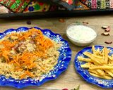 A picture of step 9 of Kabuli Pulao.