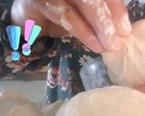 A picture of step 4 of White chapati (oiled thrice and rolled out twice).