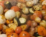 A picture of step 2 of My oven roasted veg soup.