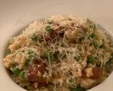 A picture of step 8 of Chrorizo, Pea and Parmesan Risotto.
