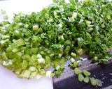 A picture of step 1 of Furikake Daikon Radish Leaves.
