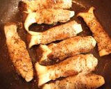 A picture of step 3 of Easy and Yummy! King Oyster Mushroom & Pork Roll Sauté.