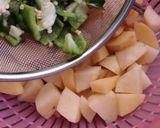 A picture of step 1 of Aloo Simlamirch.