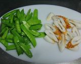 A picture of step 1 of Chikuwa, Snow Pea, and Sesame Vinegar Miso Mix.