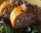 Foto del paso 13 de la receta: Tronco de boniato relleno de carne y níscalos con salsa de jamón