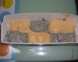 A picture of step 4 of Sesame and Kinako Marbled Japanese Flavored Steamed Bread Made in a Microwave.