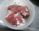 A picture of step 1 of Shio-Koji Diced Steak Served with Ponzu.