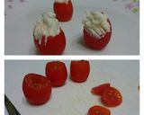 A picture of step 1 of Tomato And Cheese Santa Appetizer.