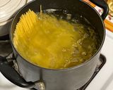 A picture of step 4 of Pasta Carbonara.