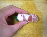 A picture of step 7 of Great in Bentos- Pork Rolls with Umeboshi, Shiso Leaves, and Cheese.