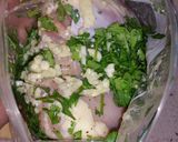 A picture of step 2 of Cilantro lime chicken with grilled shrimp.