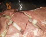 A picture of step 7 of Foil wrapped honey mustard pork loin with zucchini, squash, and baby carrots.